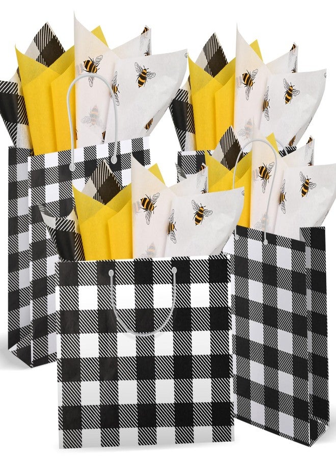 Bolsome 100 Sheets 20 * 14 Inches Bee Tissue Paper for Gift Wrapping Buffalo Plaid Tissue Paper for Gift Bags Yellow Tissue Paper for Birthday Bee Themed Party DIY Craft - Image 3